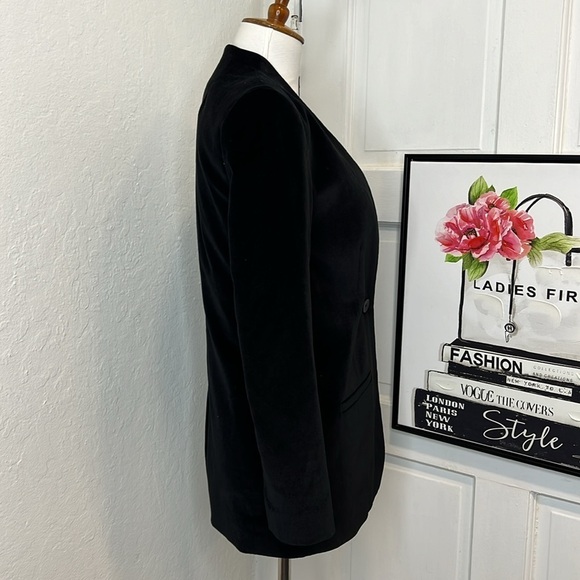 Madewell Black Crushed Velvet Blazer Size 00 - Picture 4 of 9